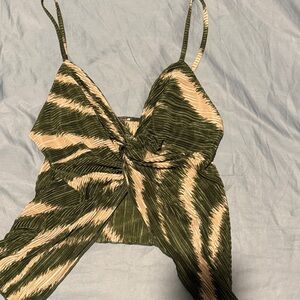 Stylish Green and Cream Women's Top